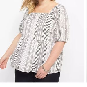 NWT Square Neck Eyelet Peplum Top